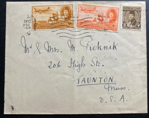 1951 Egypt Airmail Cover To Taunton MA USA