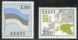 Estonia Scott 209-10 Unused HRMOG - 1991 Flag and Map Set - SCV $3.00