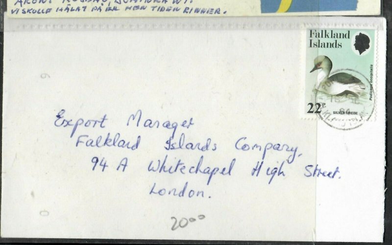 FALKLAND ISLANDS (P3005B)  1984 QEII 2P BIRD ON COVER TO ENGLAND