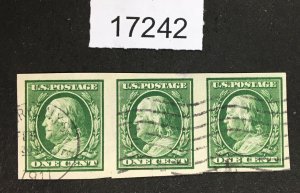 MOMEN: US STAMPS # 343 STRIP OF 3 USED LOT #17242