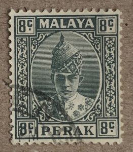 Malaya Perak 1938 8c gray Sultan Iskandar, used. Scott 89, CV $0.25. SG 110