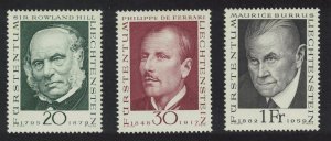 Liechtenstein Pioneers of Philately 1st series 3v 1968 MNH SG#495-497