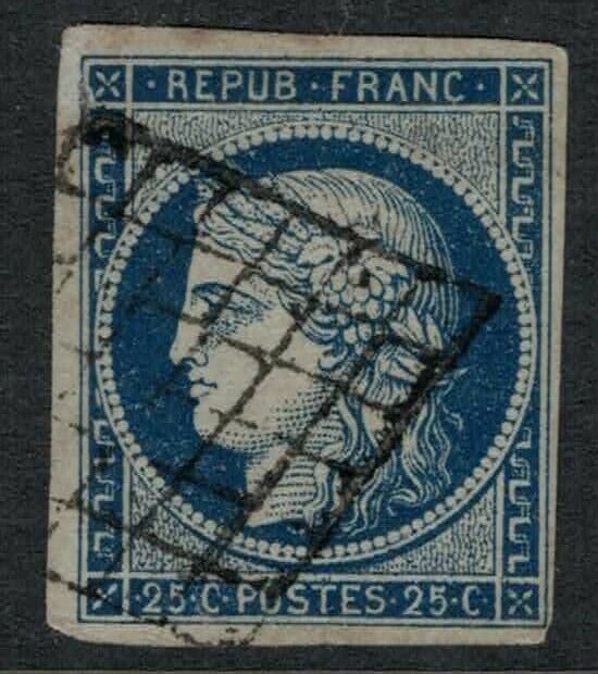 France #6 CV $40.00 4 margin postage stamp