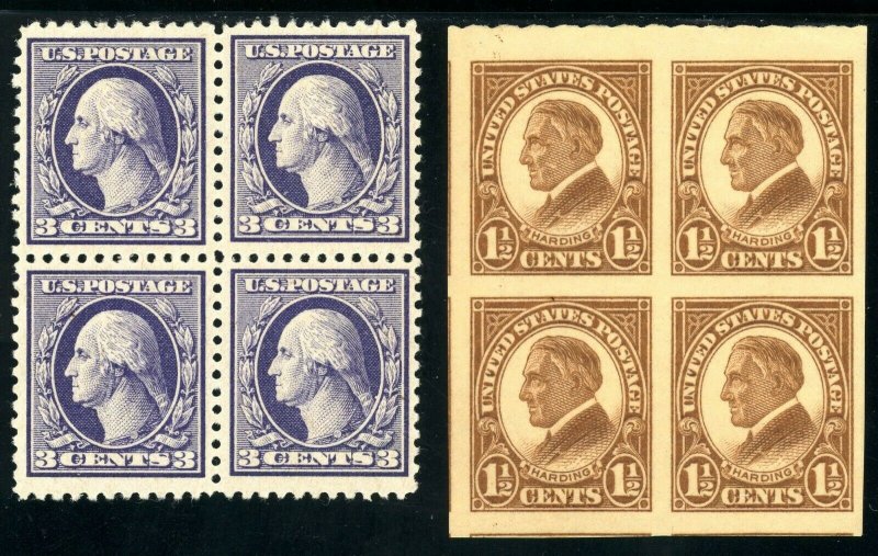 USAstamps Unused FVF US Washington Harding Blocks Scott 529, 631 OG MNH