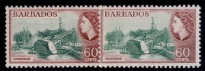 BARBADOS QEII SG299 + 299a, 60c SHADE VARIETIES, NH MINT. Cat £107.