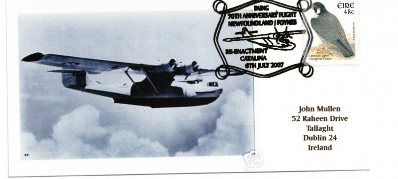 IRELAND - 70th Anniversary Flight - NFLD to FOYNES Post Card of Flying Boat