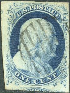 #9 POS43R1L USED XF++ GEM WITH BLACK GRID CANCEL CV $110.00++ BN8727