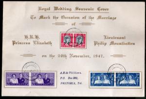 South Africa 1947 Visit of the British Royal Family QE II Sc 103-5 FDC # 15145