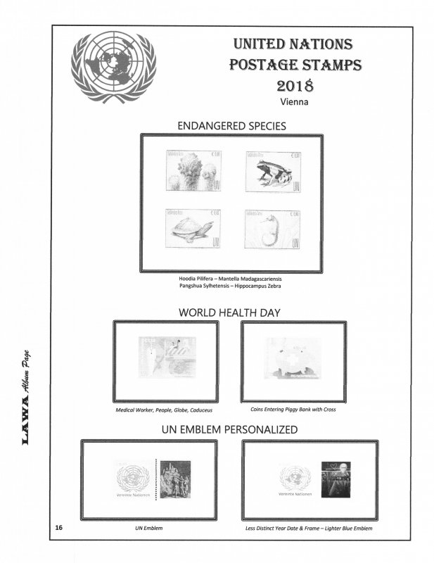 2018 UNITED NATIONS  ISSUES SUPPLEMENT – LAWA Album Pages