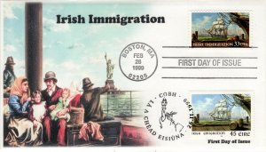 AO 3286-2,1999, Irish Immigration, Joint Issue, First Day Cover, Add-on Cachet,