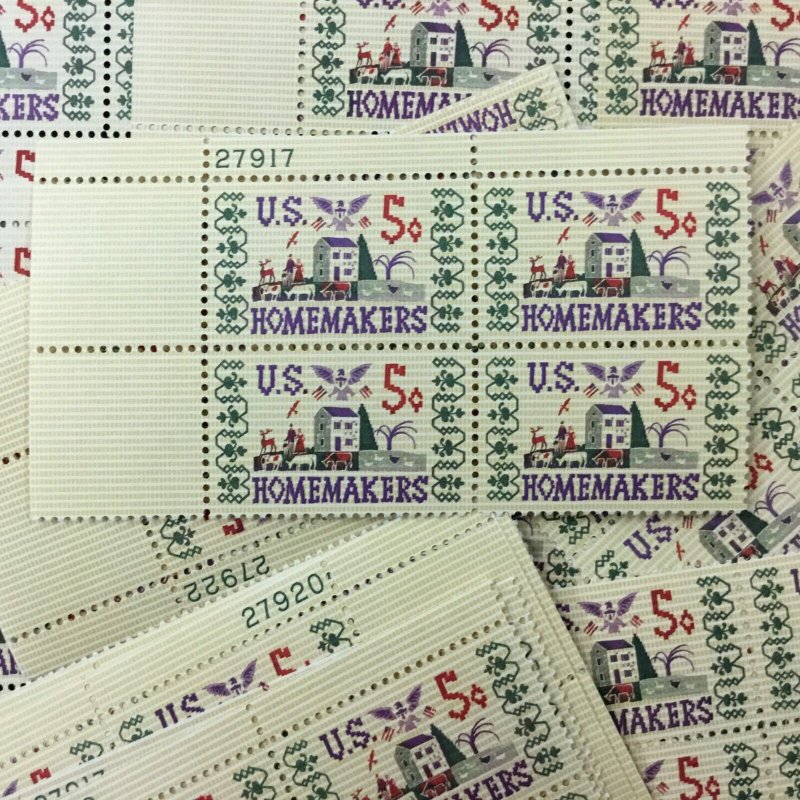 1253   Homemakers, Sampler  25 MNH 5 cent plate blocks  FV $5.00  1964