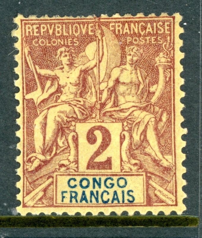 French Colonies 1892 Congo 2¢ Brown Scott #19 Mint G457