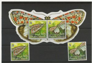 Pitcairn 2007 Salt and Pepper Moth set of 2 + min sheet sg.734-6 MNH