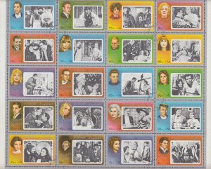 FUJEIRA ITEM # 100 USED FULL SHEET of 20 FAMOUS ACTORS and ACTRESSES