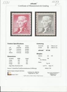 # 1033 MINT NEVER HINGED THOMAS JEFFERSON     VF+