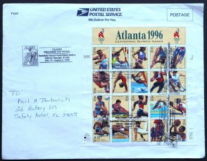 U.S. Used Stamp Scott #3068 32c Atlanta Olympics Sheet of 20 (on cover). Choice!