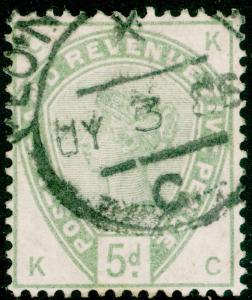 SG193, 5d dull green, USED. Cat £200. KC 