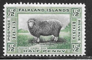 Falkland Islands 65: 0.5d Romney Ram (Ovis ammon aries), MH, VF