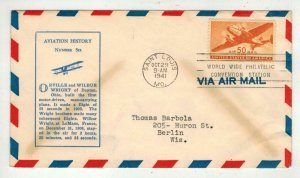 1941 50c TRANSPORT AIRPLANE AIRMAIL SERIES C31-18 WRIGHT BROTHERS CACHET