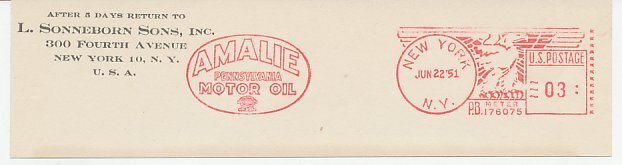 Meter top cut USA 1951 Amalie - Motor oil