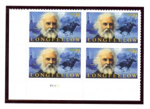 US 4124  Henry Wadsworth Longfellow 39c - Plate Block of 4 - MNH - P1111  LL