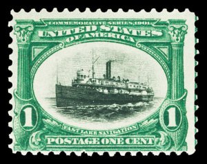 Scott 294 1901 1c Green & Black Pan-American Issue Mint Fine OG NH Cat $40 