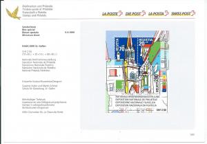 Switzerland B642 1999 NABA 2000 s.s. PTT Collection Sheet