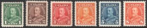 Canada SC#217-222 1¢-8¢ King George V Singles (1935) MNH