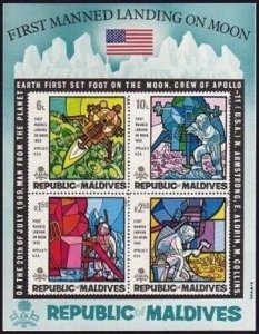 Maldives 301a sheet, MNH. Michel 309-310 Bl.10. Apollo-11. 1st Moon landing.