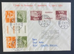 1950 Brissago Island Switzerland Cover To Kempten Germany Tete Beche Pairs