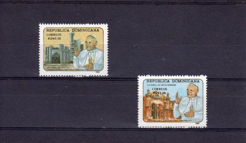 Dominican Rep.,Pope John Paul II, set (2) Perforated mnh.vf