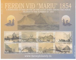 Faroe Islands 442 MNH 2004 1854 Cruise of Yacht Maria Souvenir sheet