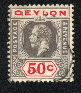 Ceylon 209 U 1912 50c black & scar