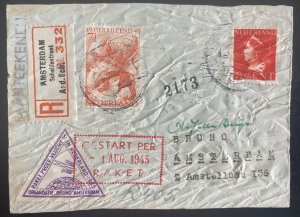 1945 Amsterdam Netherlands Rocket Crash Flight Mail Cover Only 33 Recovered