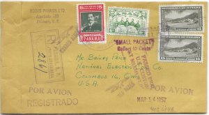 Panama Postal History. Kodak Envelope. Reg., Air Mail, Postage Due, Customs '57