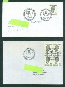 Greenland. 1977. 2 FDC. Single + 4-Block  Sc#. 105 Mask. Eng: Slania. Adressed.