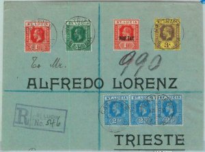 BK0443 - ST LUCIA  - Postal History - War Tax on REGISTERED COVER to ITALY  1924