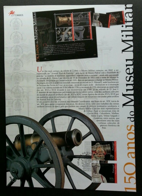 Portugal 150th Anniv Of Museum Military 2001 Weapon War (stamp on info sheet)