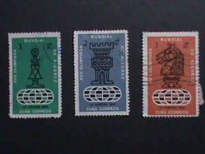 ​CUBA -1966 VERY OLD STAMPS-17TH WORLD CHESS OLYMPICS-HAVANA-USED VERY FINE