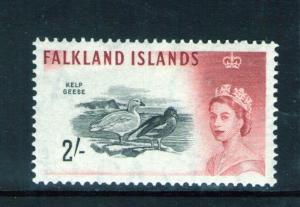 Falkland Islands QEII  2/- SG205 1960 Black and brown-red   Lightly hinged