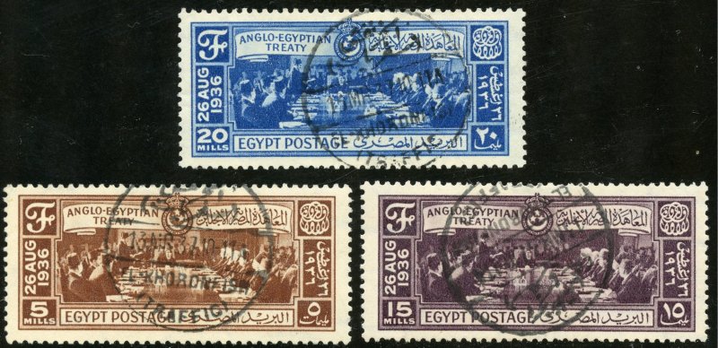 Egypt Scott 203-205 UH - 1936 Anglo-Egyptian Treaty Set - SCV $3.55