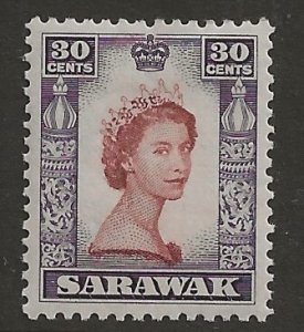 Sarawak 207  1955   30 cents fvf mint hinged