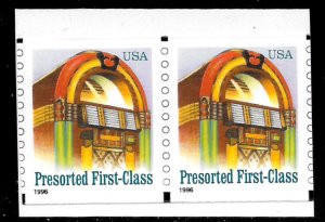 Sc 3132 (25c) Jukebox Linerless Coil Pair, MNH