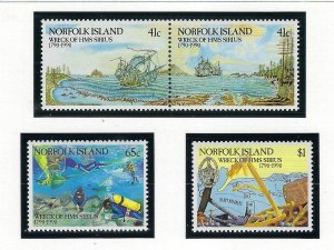 Norfolk Is 471-74 MNH 1990 Wreck of HMS Sirius (ak3349)