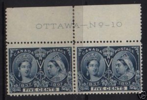 Canada #54 VF Mint Rare Plate #10 Pair