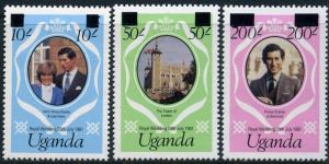 1981 Uganda Scott 314a-317a  Royal Wedding MNH