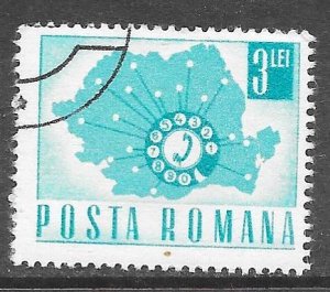 Romania 1984: 3l Telephone dial and map of Romania, CTO, F-VF