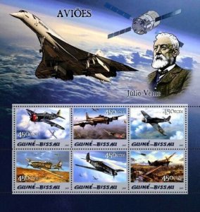 Guinea - Bissau 2005 - Aircraft & Jules Verne 6v, Michel 3093-3098 