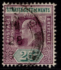 MALAYSIA - Straits EDVII SG133b, 25c dull purple/green FINE USED. Cat £48 CHALKY