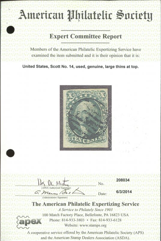 U.S. #14 USED WITH APS CERT